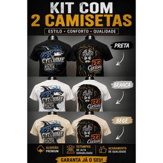 KitKIT 2 Camisa Cyclone Premium Masculina Algodão Estampa Exclusiva Lançamento envio rapido