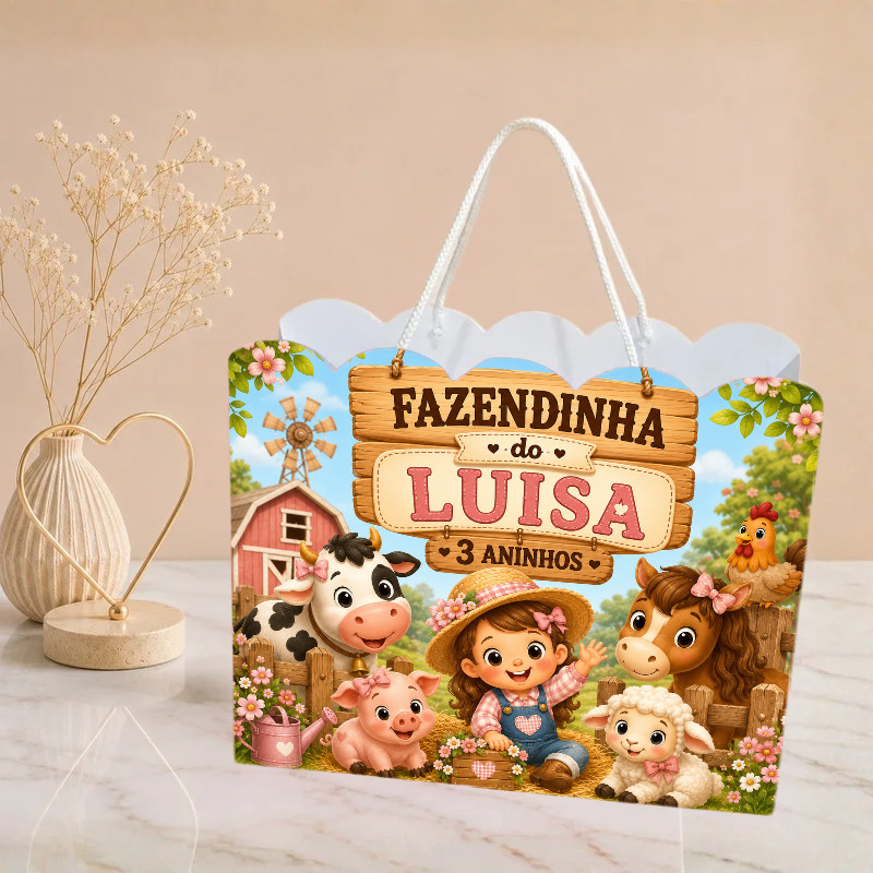 Sacolinha Fazendinha Menina , Personalizado  Sacolinha  Mimos  Lembrancinha | Aniversário  PEGUE E MONTE