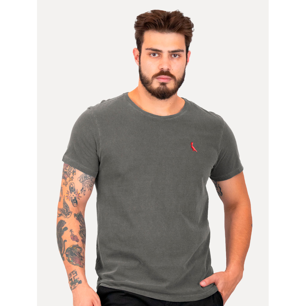 Camiseta Reserva Masculina Basic Red Woodpecker Stoned Cinza Escuro