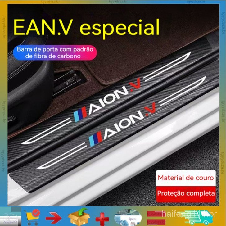 Para Proteção da Moldura da Porta do Carro Gac AION V EV, Acabamento Automotivo com Padrão de Fibra de Carbono, Adesivo,