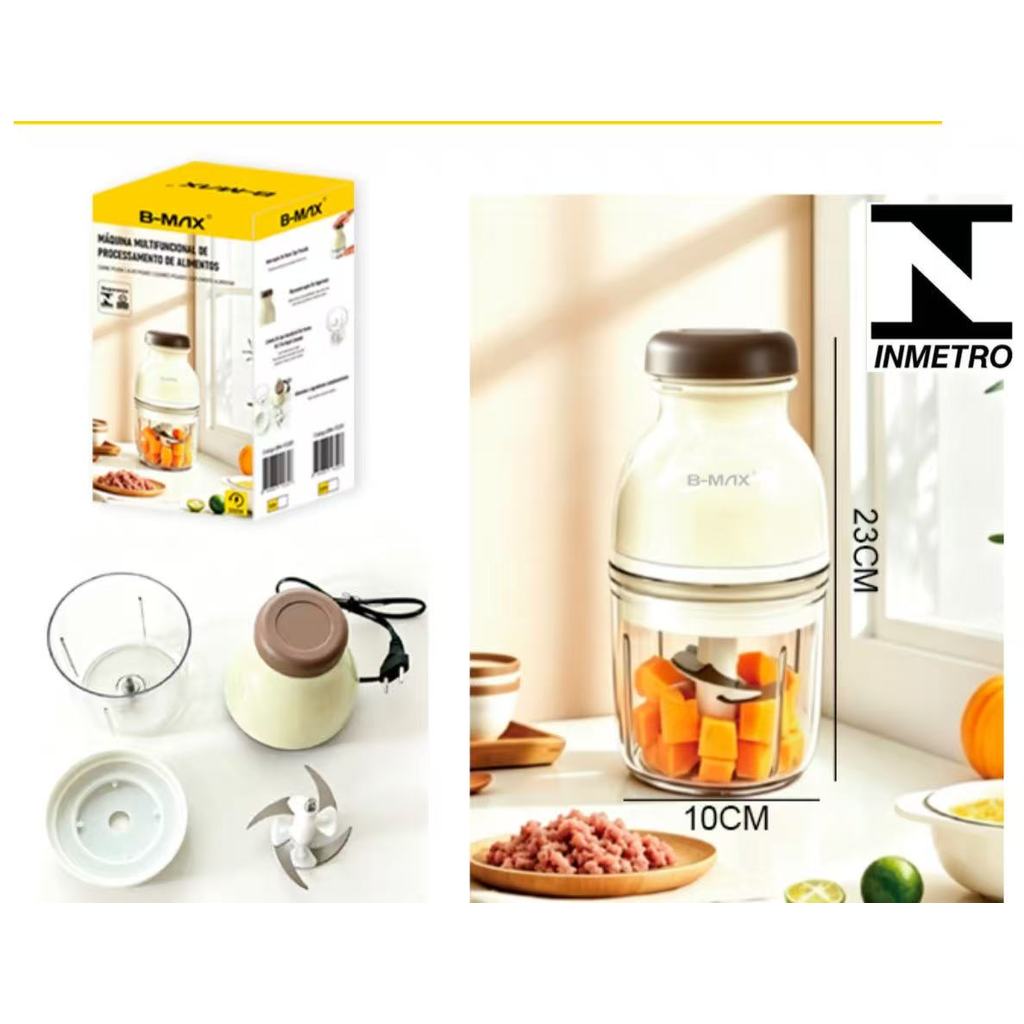 Mini Processador Elétrico 700ml 300W 4 Lâminas para Alimentos Carne Legumes 110V/220V