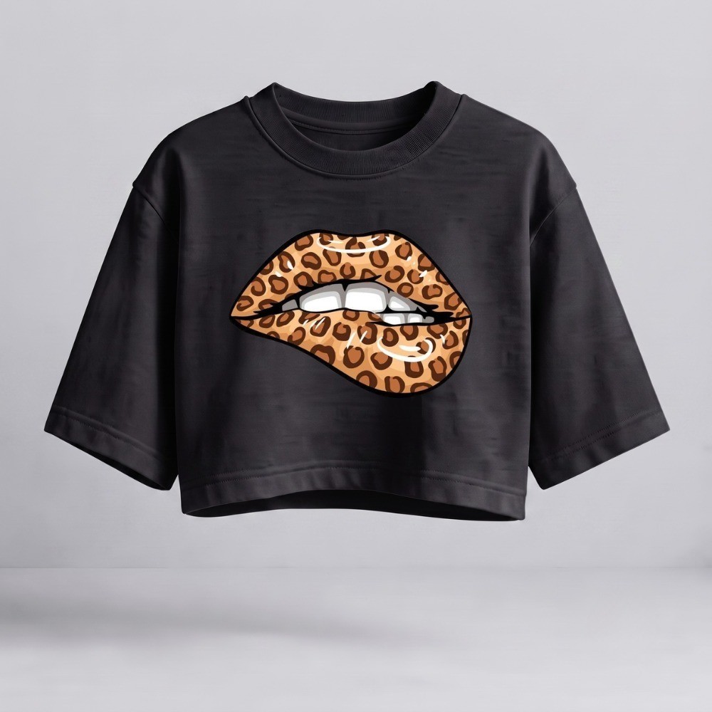 Cropped Oversized Feminino Estampado Algodão Camiseta Feminina Blusa Academia Treino Casual Streetwear Dia a Dia