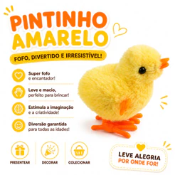 kit 3 Pintinho Amarelinho Brinquedo De Pelúcia A Corda Infantil