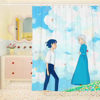 Animação de estilo japonês Hayao Miyazaki Série Cortina de chuveiro sem perfuração Divisória de vaso sanitário espessada