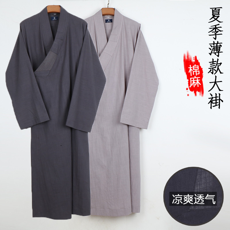 Monge roupas casaco de verão masculino fino algodão linho respirável longo casaco Outing monge roupas femininas monge ro