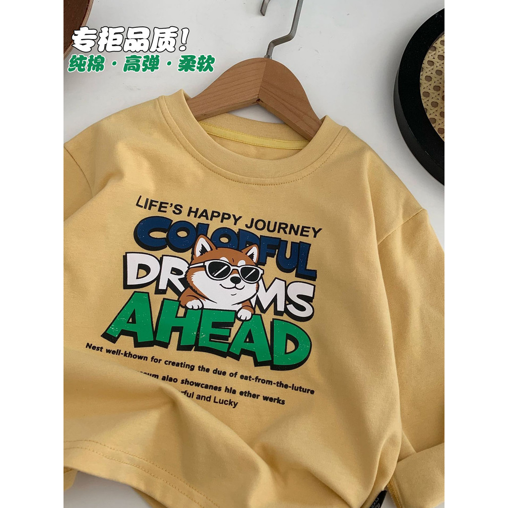 Crianças roupas meninos versão coreana dos desenhos animados Casual manga comprida camiseta 2026 primavera outono menino
