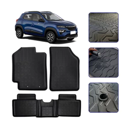 Tapete Bandeja 3D para Kwid 2018 19 20 21 22 23 24 2025 com Borda Elevada Concha - Linha Premium
