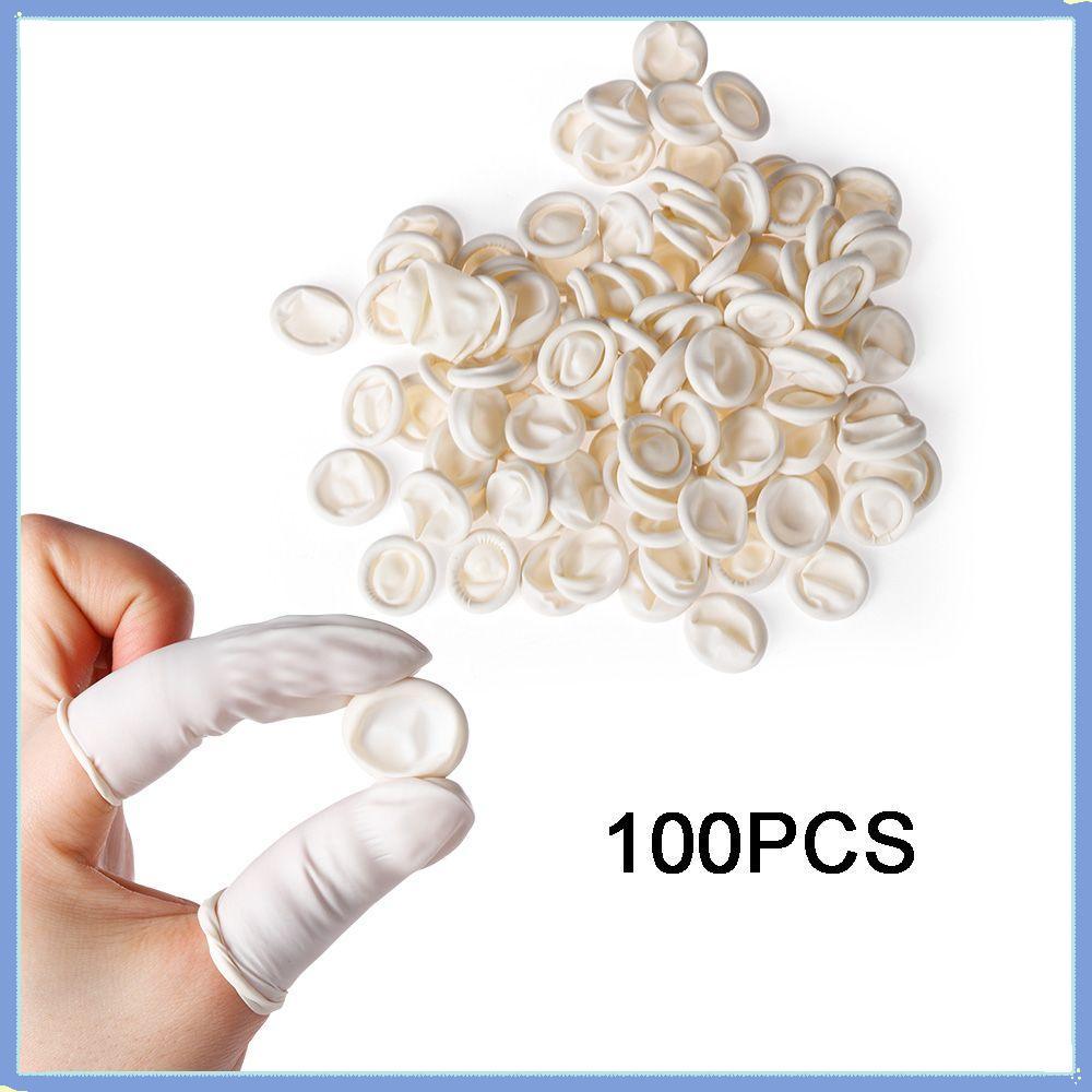 100pcs Protetor De Dedo De Látex Descartável Antiderrapante Natural / Ferramenta Para Unhas Artísticas