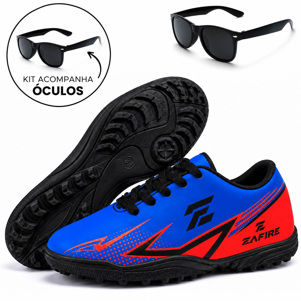 Chuteira Infantil Menino Society Masculino Leve Confortável Profissional Resistente Antiderrapante 27 ao 36
