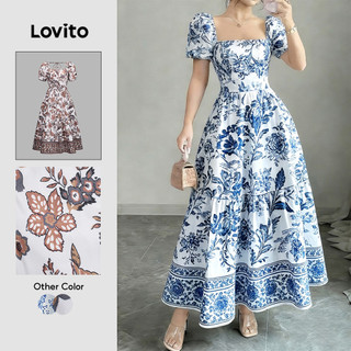 Lovito Férias Vestido com Zíper Azul Primavera/verão para Mulheres LK5ED210