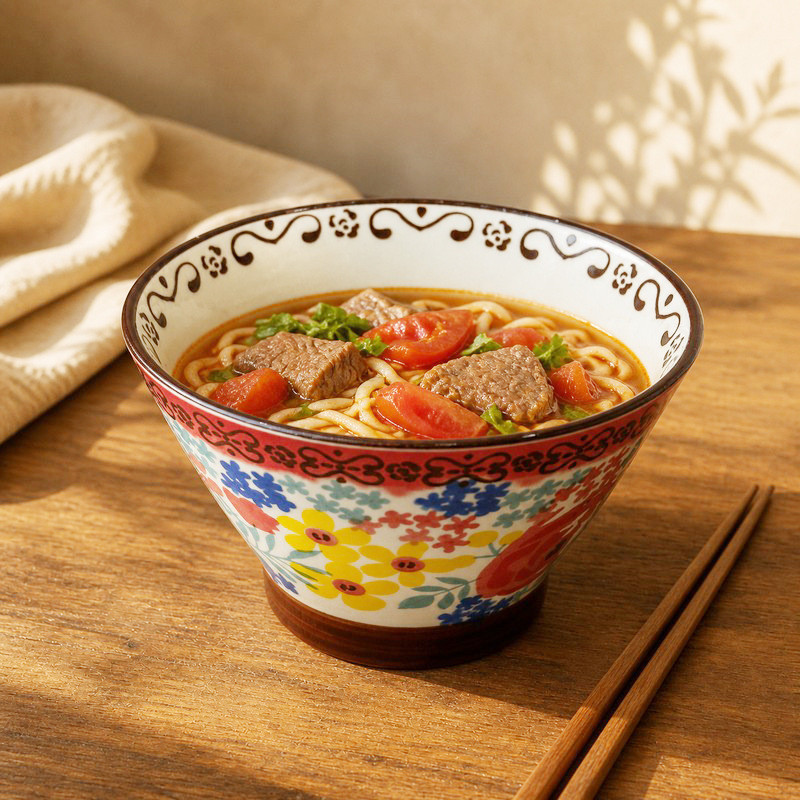 Tigela de chapéu tigela de arroz Retro tigela de sopa doméstica pequena tigela de alto valor Underglaze cor cerâmica tal