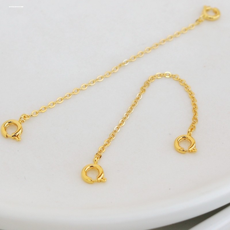 Colar dourado extensão corrente ouro dupla primavera fivela corrente de segurança extensão corrente ouro acabamento ouro
