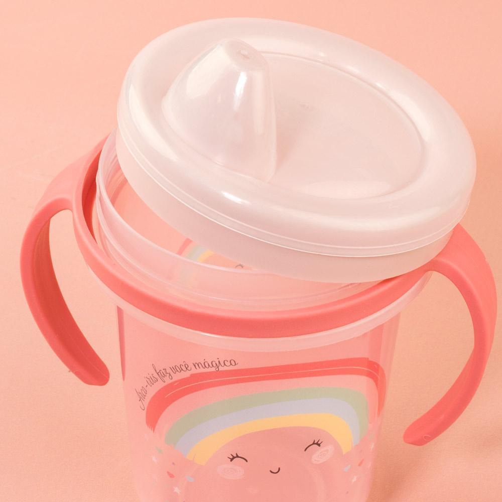 Kit Introdução Alimentar 6 Peças Arco íris Caneca Treinamento Pote Tigela Colher Prato Rosa Bebê Plasútil · foto 2