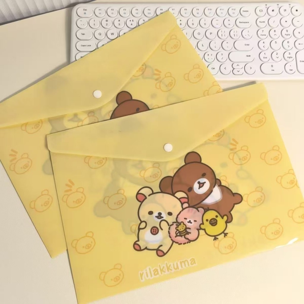 Rilakkuma arquivo a4 saco de arquivo botão Snap botão estudante bonito a4 saco de arquivo à prova dwaterproof água saco 
