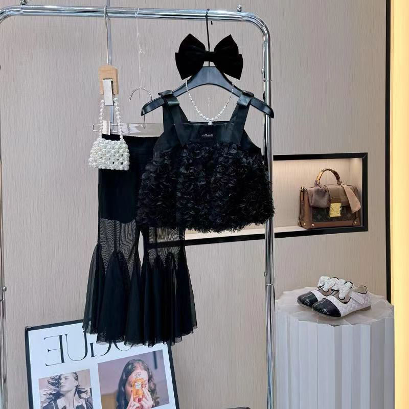 Meninas terno verão novo estilo bebê menina moda verão estilo menina moda estilingue moda crianças terno de duas peças n
