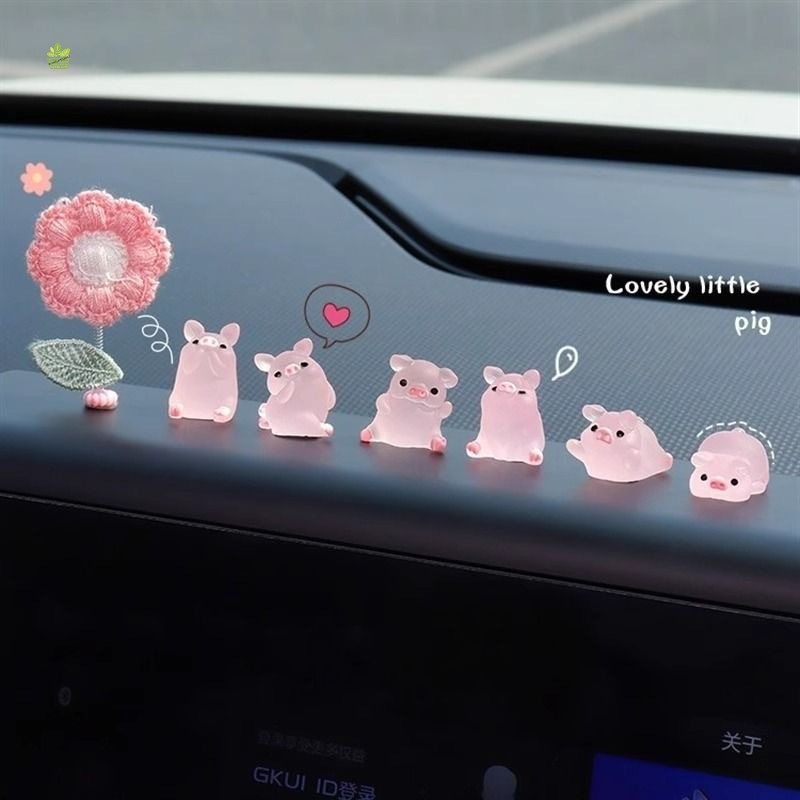 Ornamento Luminoso De Carro Porquinho De Desenho Animado-Decoração Interior Criativa Para Console Central