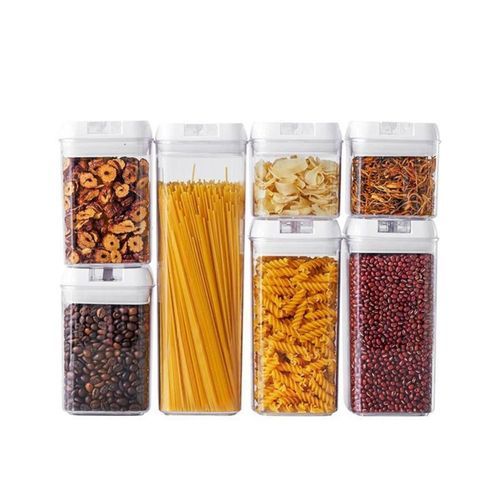 Kit Potes Hermeticos Acrilico Transparente Organizador Cozinha Conservacao Alimentos 7 Pecas