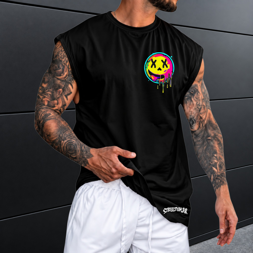 Regata Machão Oversized 100% Algodão Camiseta Cavada Musculação Streetwear Treino Passeio Academia