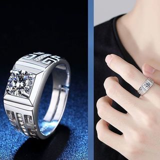 Anel de casal dominador em estoque pronto estilo masculino anel de diamante anel masculino anel ao vivo anel de casal To