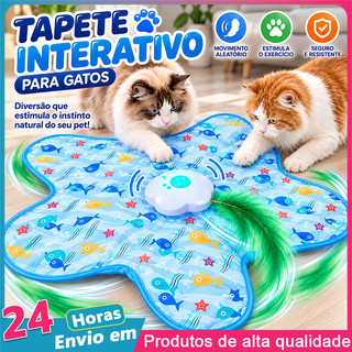 Brinquedo Interativo Automático para Gatos Tapete Elétrico com Pena Giratória Estimula Instinto de Caça e Exercício