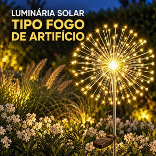 Espeto de Jardim Solar 120 LEDs para Canteiro e Flores Tipo Fogos de Artifício