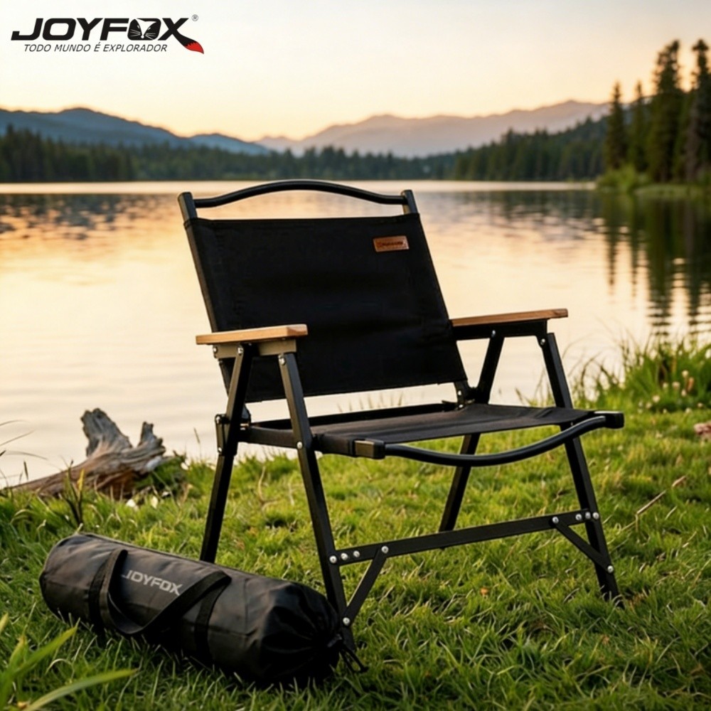 Cadeira Dobrável Camping Reforçada 600D Oxford Portátil com Braço de Madeira para Jardim Praia Pesca Área Externa