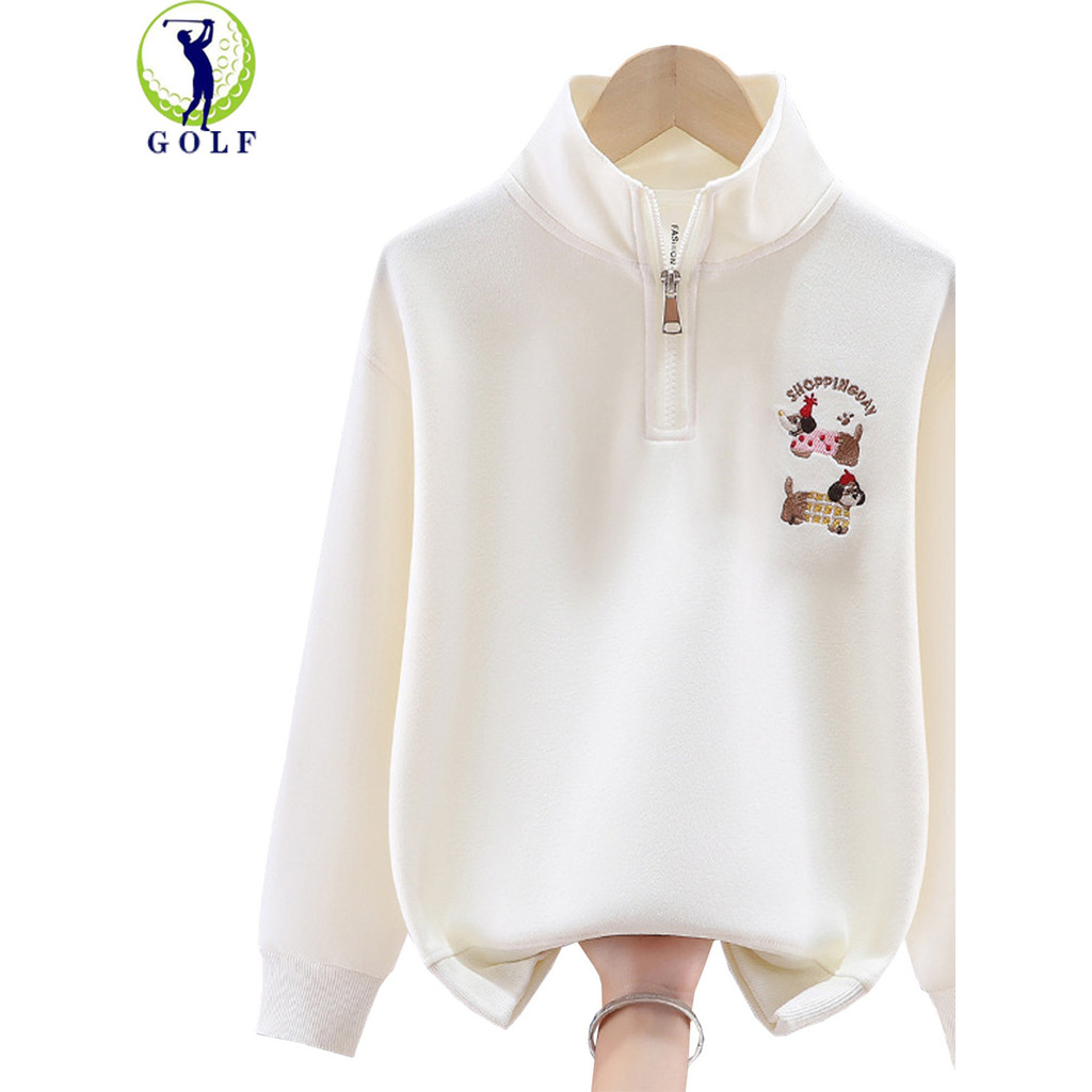 Meninas roupas de golfe primavera outono moletom de manga comprida crianças esportes camisa de fundo gola alta camiseta 