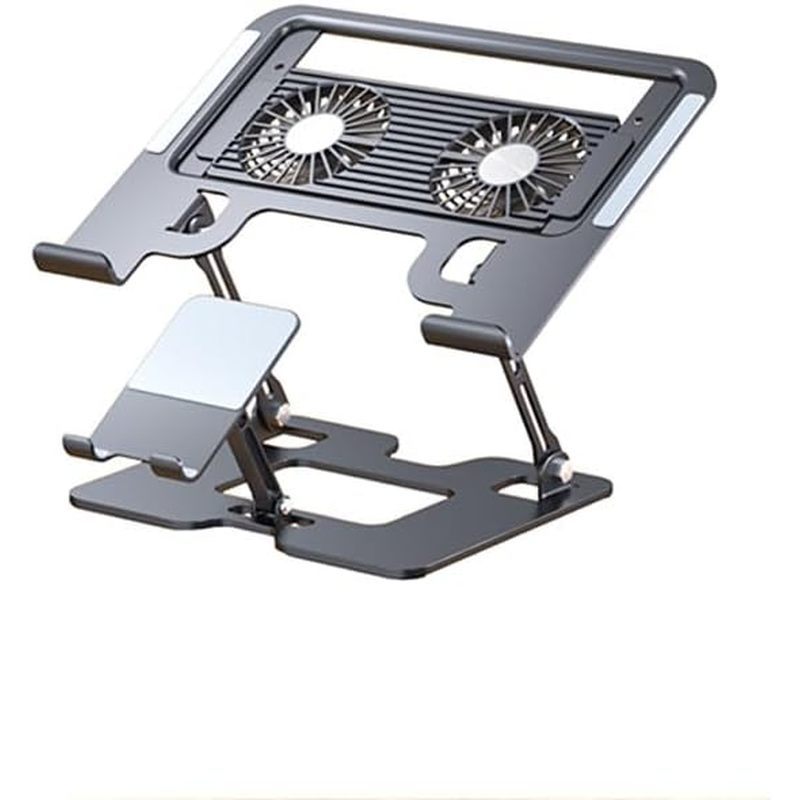 Suporte Ajustável Para Laptop Com Ventiladores E Amplificador ; Telefone , Riser Dobrável De Alumínio