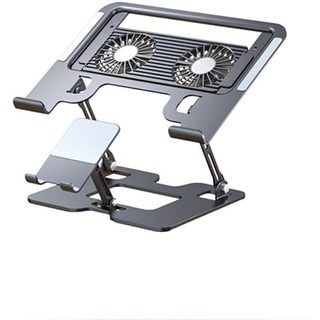 Suporte Ajustável Para Laptop Com Ventiladores E Amplificador ; Telefone , Riser Dobrável De Alumínio
