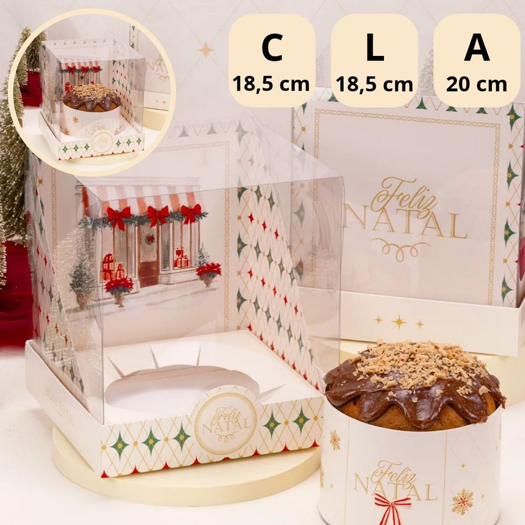 5 CAIXA PARA PANETONE 500g COM TAMPA DE ACETATO UNIÃO 6042 (JANGO NATAL 2026) — imagem 2 de 2