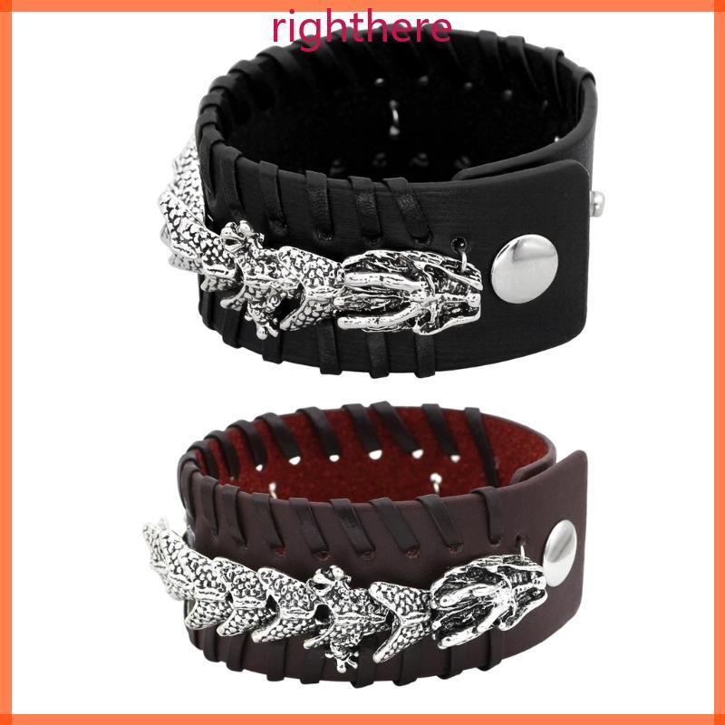 Pulseira Couro Tema Norseman Direito, Ajuste Ajustável Para 18-22 Cm