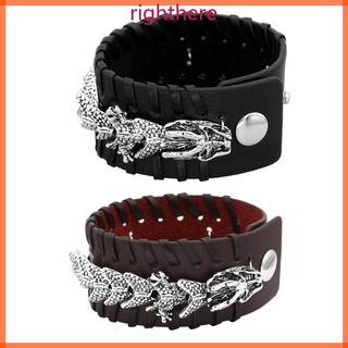 Pulseira Couro Tema Norseman Direito, Ajuste Ajustável Para 18-22 Cm
