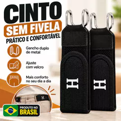 Cinto Elástico Sem Fivela com Gancho Ajustável Unissex Masculino Feminino Velcro Preto Caramelo