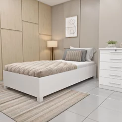 Cama Solteiro em MDP 94cm x 193cm Grecia Yescasa Branco/Neve Neve