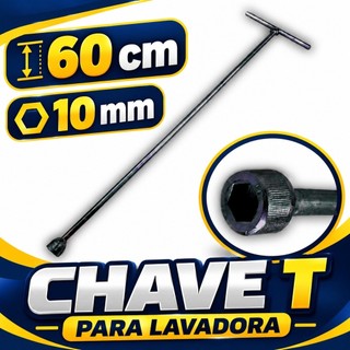 Chave T 10mm Longa 60cm Em Aço Carbono Para Lavadora