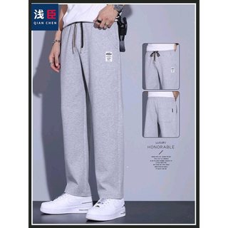 Homens em linha reta calças casuais primavera verão fino solto calças cinza esportes Sweatpants masculino 2025 novo esti
