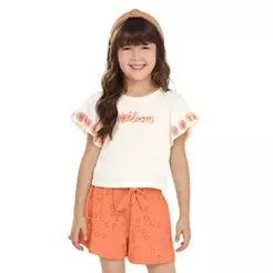 Conjunto Infantil Menina Flores Relevo Elian Bege