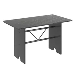 Mesa para Cozinha 120x75cm Tampo Ardósia Cinza/Martelado Prata/Indiano Martelado Prata/Indiano