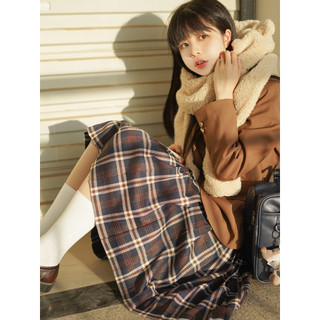 Sakura família jk saia xadrez [marrom grande] material escolar grande uniforme xadrez saia plissada saia curta saia de c