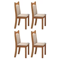 Kit 4 Cadeiras de Jantar Estofadas Veludo Dalas Yescasa Bege/Marfim Marfim