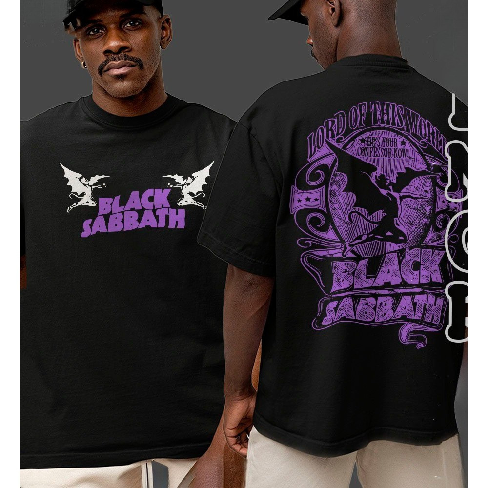 [Camiseta Vintage Masculina Algodão]HYP Camiseta Black Sabbath Lord Of This World Rock N Roll Classico 90s Unissex Basic