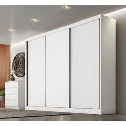Guarda Roupa Casal em MDF 3 Portas 6 Gavetas Montreal Branco Branco