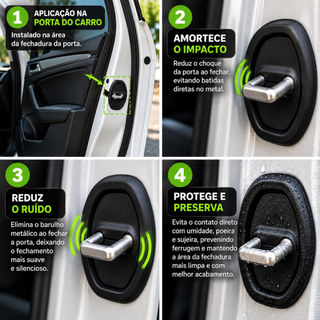 Amortecedor 4 e 2 peças de Fechadura Kit Protetor de Porta do Carro - Amortecedor Borracha Anti Colisão