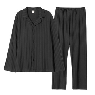 High-End versão coreana masculina Homewear algodão puro moda exterior Wearable calças de manga comprida Cardigan xadrez 
