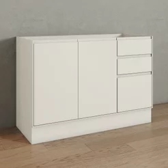 Balcão Pia 3 Portas 2 Gavetas 120cm 100% MDF Fineze Bege/Areia HP Areia HP