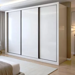 Guarda Roupa Casal Premium Liv 3 Portas de Correr e 6 Gavetas 242cm Yescasa Branco Branco