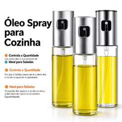 Frasco Spray de Vidro 100ml para Óleo e Vinagre - Azeiteira para Casa e Cozinha