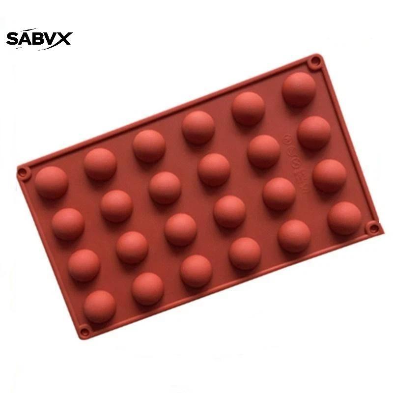 SABVX 24 Cavidade 3D Semi Esfera Silicone Molde De Cozimento Grau Alimentício Resistente Ao Calor Para Bolo De Chocolate