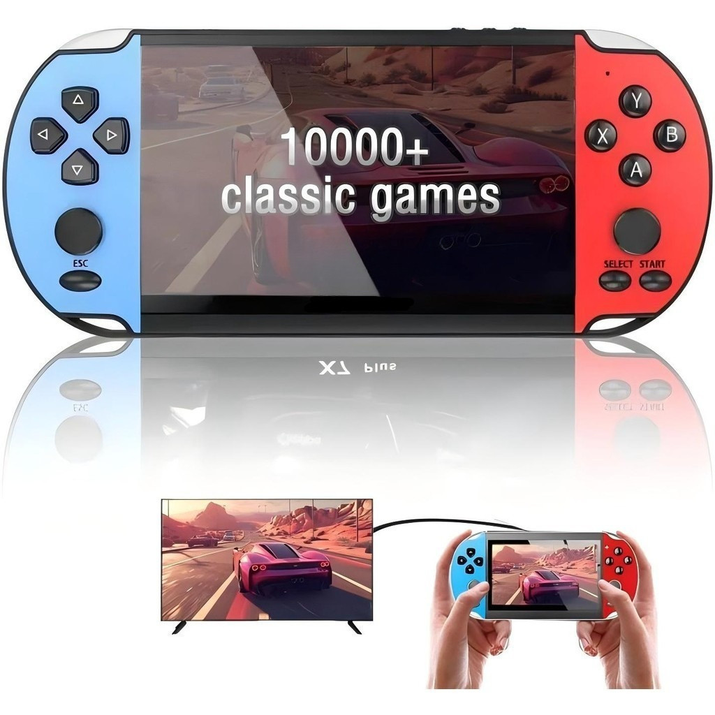 Videogame Portatil X7 PLUS Tela 4.8/4.3" PSP +10000 Jogos Retro 8/16GB,Console de Mão Memoria Expansivel