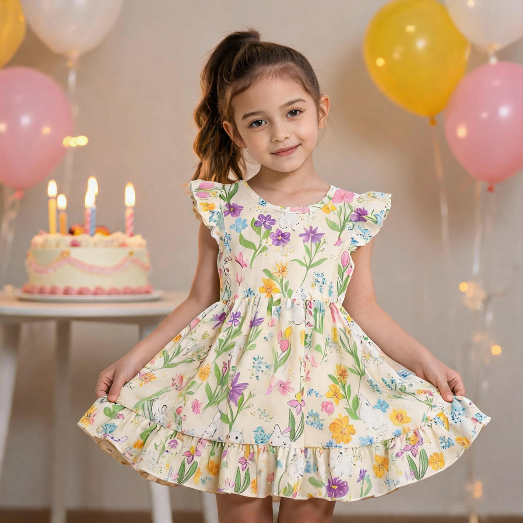 Vestido De Algodão Para Meninas Com Padrão floral , Estilo Coquete , Leve , Fresco E Respirável , Um Essencial De Verão